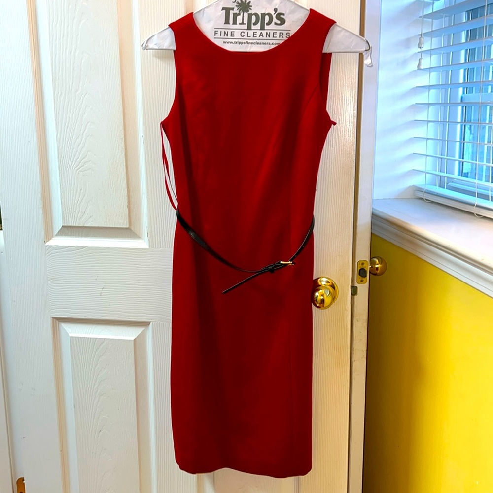 TALBOTS PETITE Red Dress with Belt size 6P NEW WITH TAGS